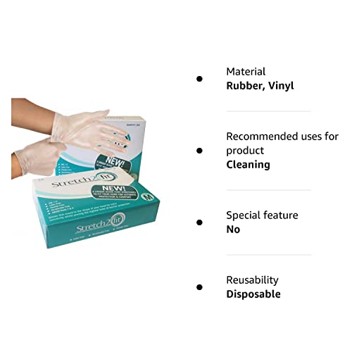 Stretch 2 Fit Box of 100 or 200 Disposable & Recyclable Gloves - Powder & Latex Free, Allergy Free - Work, Food Preparation, Tattoo, NHS, Cleaning, Wholesale, Cheap (Box of 200 Medium) clear