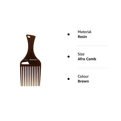 Afro Hair Brown Comb Infused With Argan Oil Wide Tooth Rake Comb for Type 3A to 4C Thick Curly Hair By Majestik+