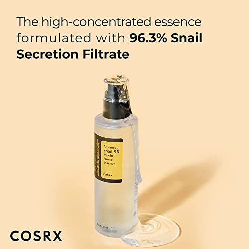 COSRX Advanced Snail 96 Mucin Power Essence 100ml, Skin Repair & Hydrating Serum, Snail Secretion Filtrate 96% & Hyaluronic acid, Korean Skincare, Cruelty Free