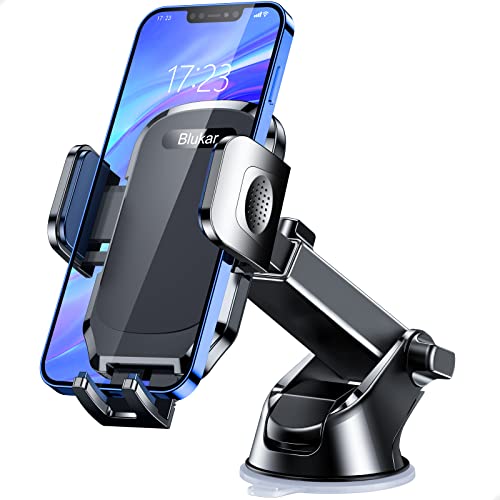 Blukar Phone Holder, Adjustable Mount Cradle 360° Rotation - 2023 Upgraded Strong Sticky Gel Pad for Car Dashboard/Windscreen - One Button Release for All 4.0''-6.7'' Phones - Abrams Healthcare