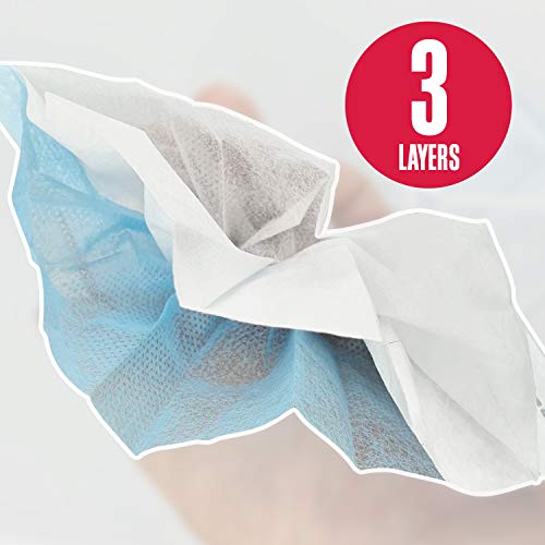 Harley Street Care Disposable Blue Face Masks Protective 3 Ply Breathable Triple Layer Mouth Cover with Elastic Earloops (Pack of 100)