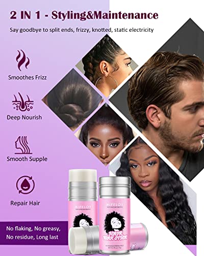 75g Hair Wax Stick, Pomade Tamer for Smoothing Flyaways Edge Control Taming Frizz Hair, Styling Cream Gel, Women Slick Back Glue, Bed Head Waxes Stick, Elastic Wig Band, Duckbill Clips - Pink