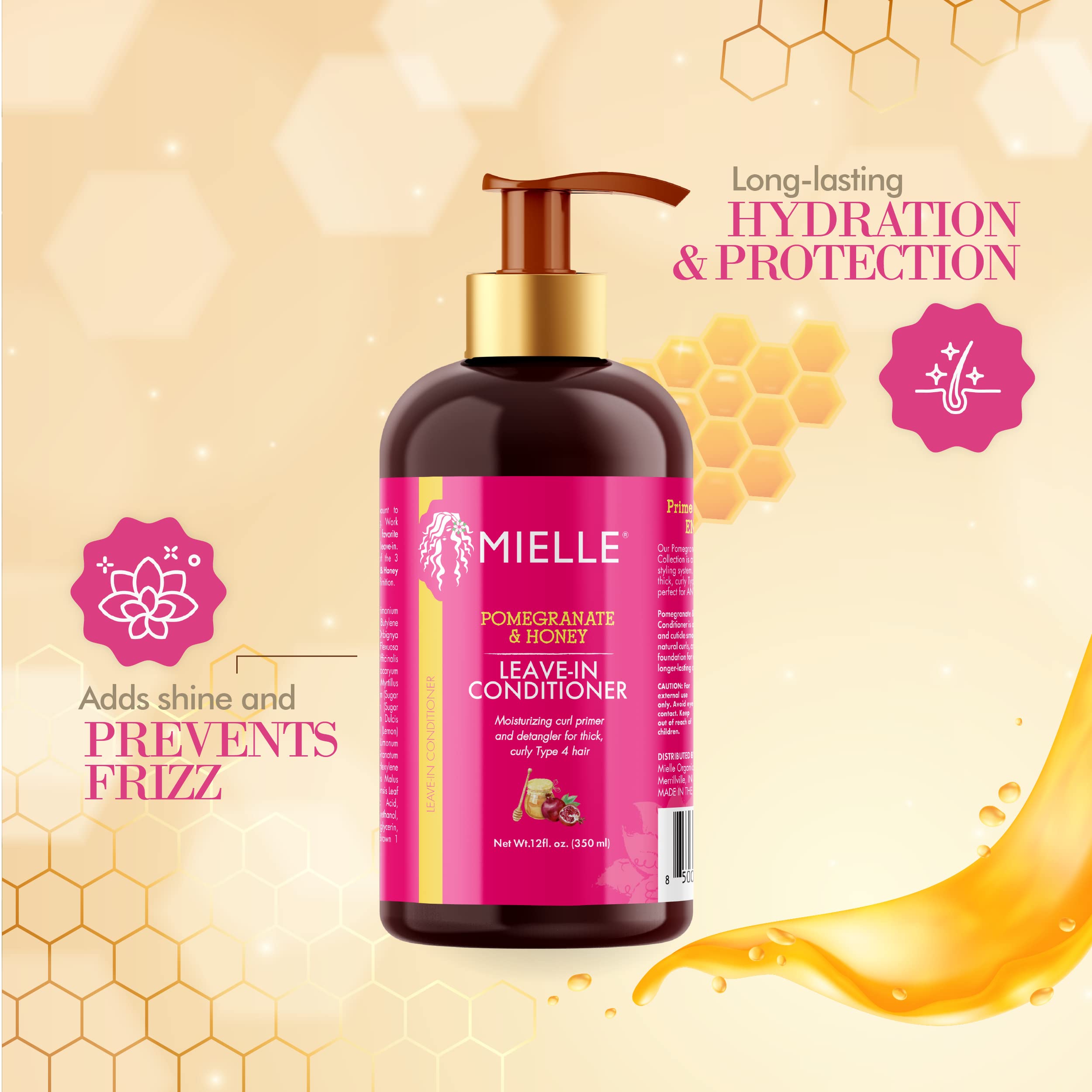 Mielle Organics Pomegranate & Honey Leave-In Conditioner for Type 4 Hair, 12 Ounces